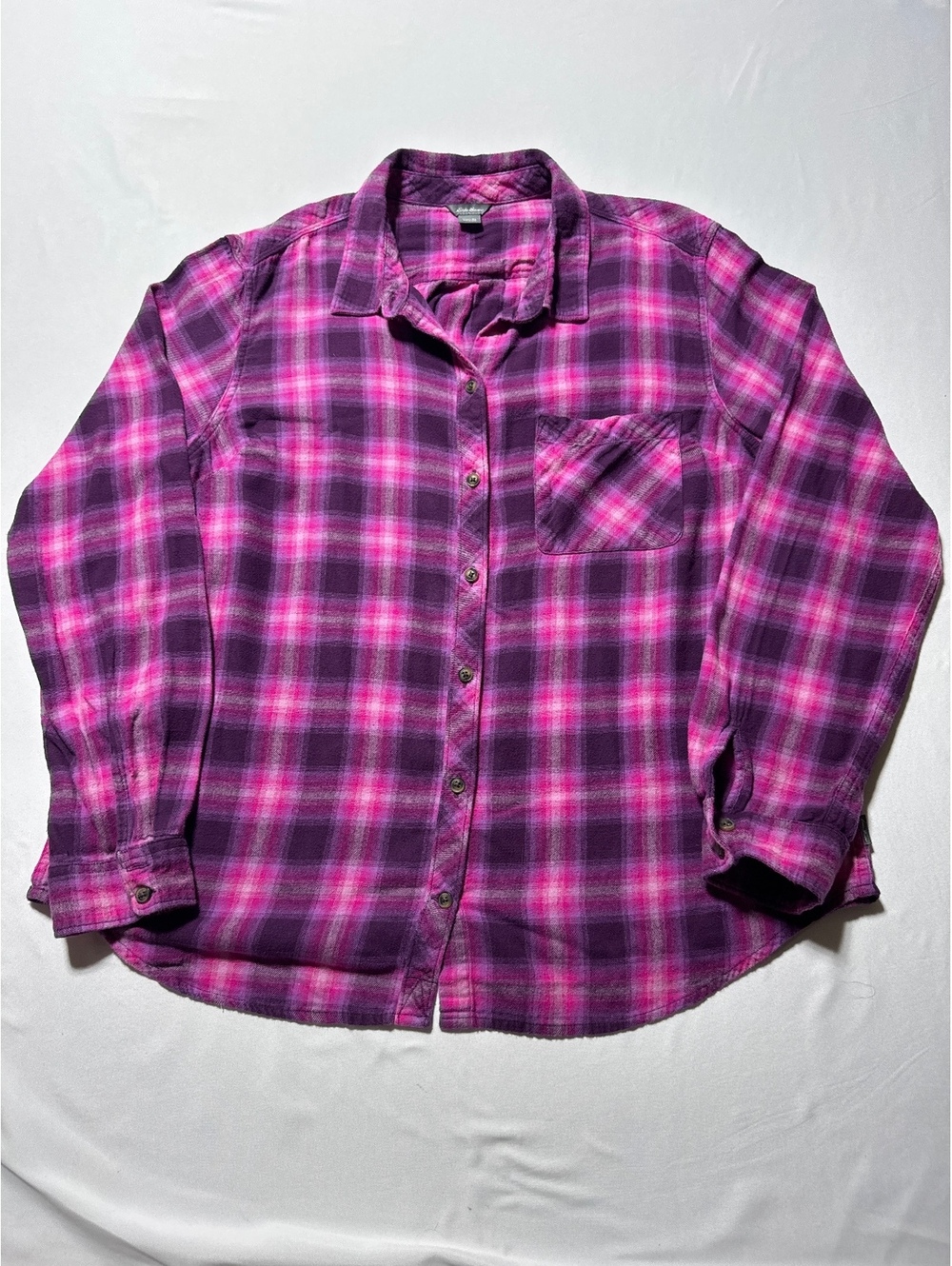 Eddie Bauer Women's XL Pink Plaid Flannel Shirt - Cozy Vibes